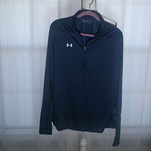 UNDER ARMOUR Heat Gear Loose Long Sleeve Navy 1/2 Zip Jersey 2XL